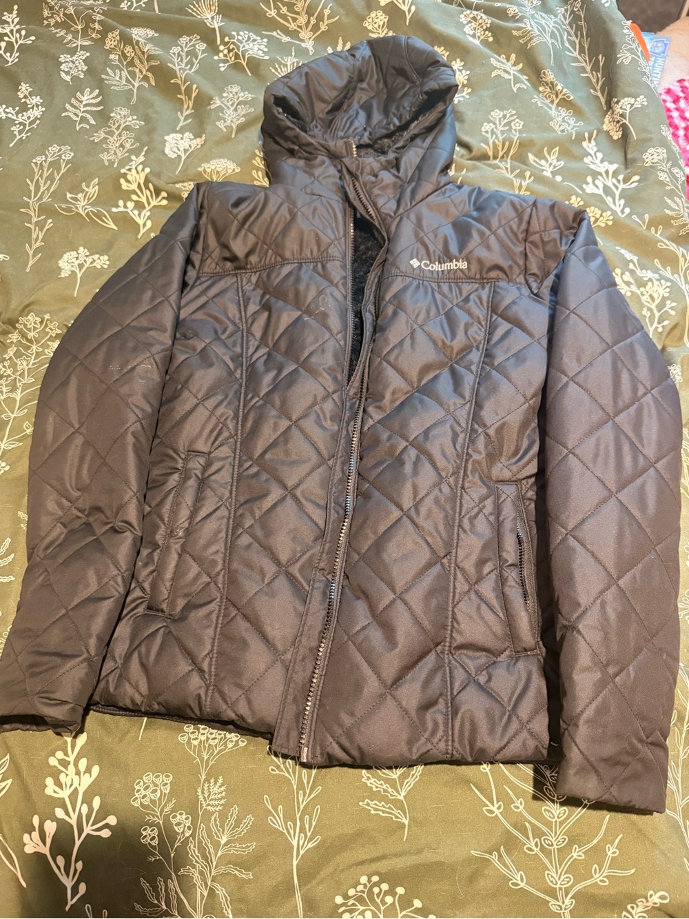 Columbia Black Quilted Hooded Puffer Jacket